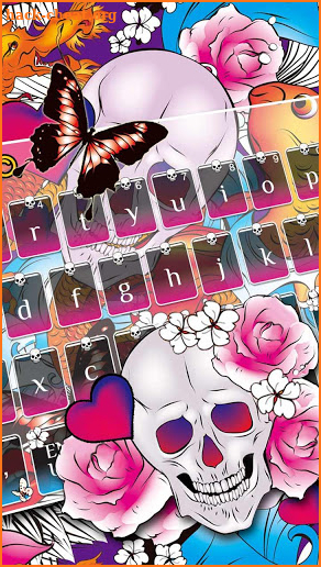 Ukiyoe Skull Flower Keyboard Theme screenshot