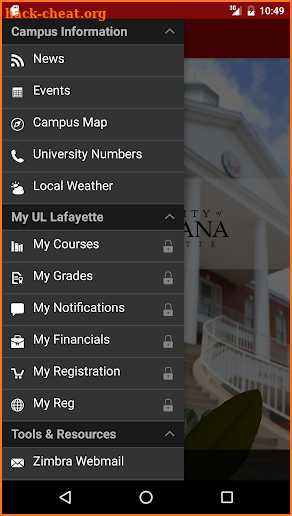 UL Lafayette screenshot