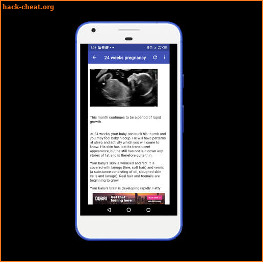 Ultrasound and pregnancy app screenshot