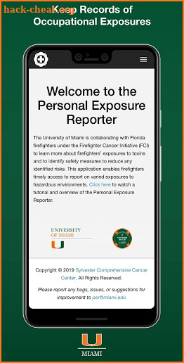 UMiami Personal Exposure Reporter screenshot