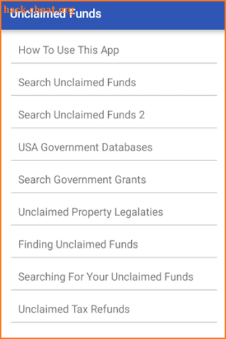 Unclaimed Funds screenshot