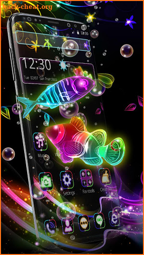 Underwater Neon Fish Sparkling Theme screenshot