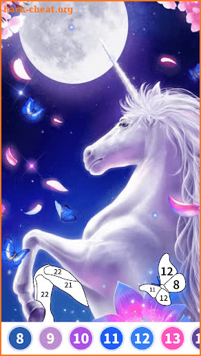 Unicorn Color by Number Game screenshot