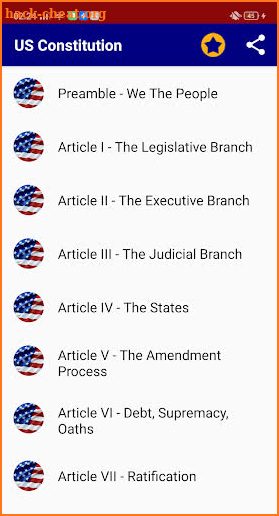 United States Constitution and Bill of Rights screenshot