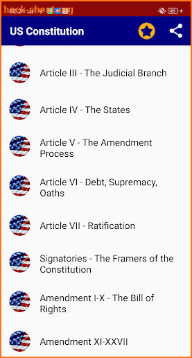 United States Constitution and Bill of Rights screenshot