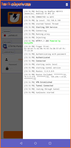 UnityVPN SSH screenshot