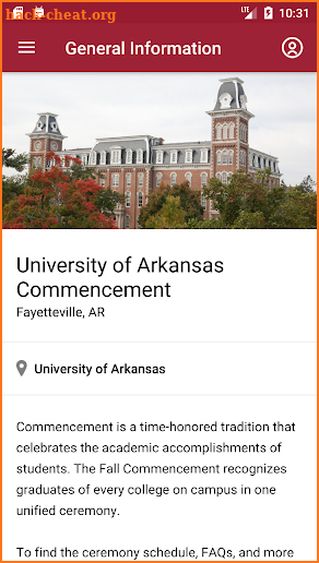 Univ of Arkansas Graduation screenshot