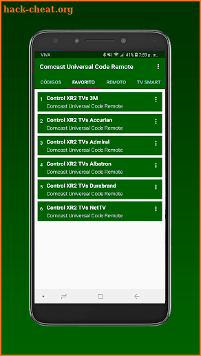 Universal codes for Comcast (Smart Control) screenshot