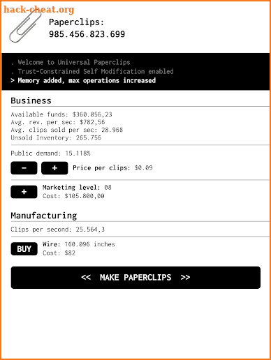 Universal Paperclips Clicker Game screenshot