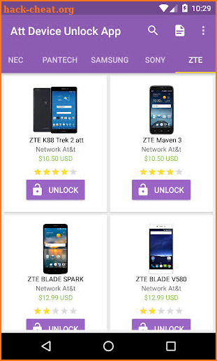 unlock cell phones  At&t - network code screenshot