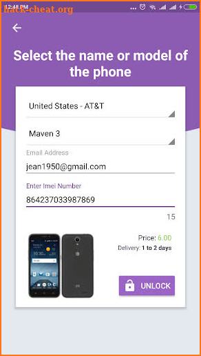 Unlock Motorola SIM network unlock PIN screenshot