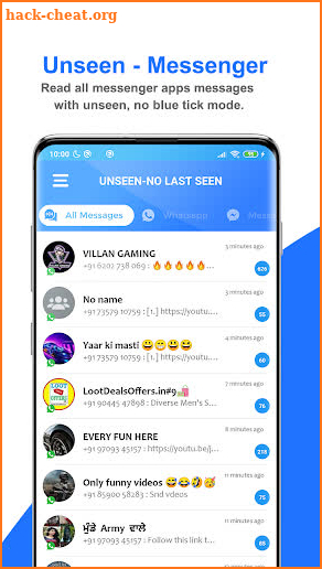 Unseen Messenger - Hide blue double ticks Unread screenshot