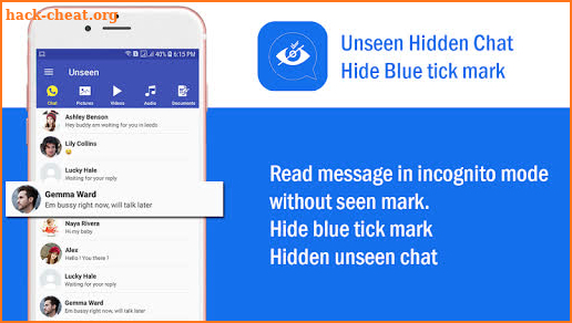 Unseen - No Last seen,Hidden chat,Hide blue tick screenshot