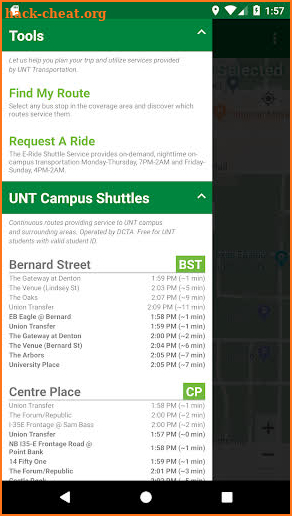 UNT Transit screenshot