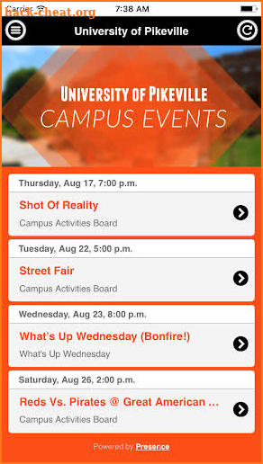 UPIKE Campus Events screenshot