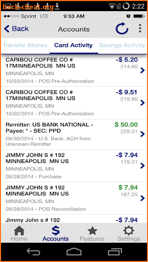U.S. Bank ReliaCard screenshot