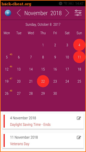US Calendar with Festivals and Holidays screenshot