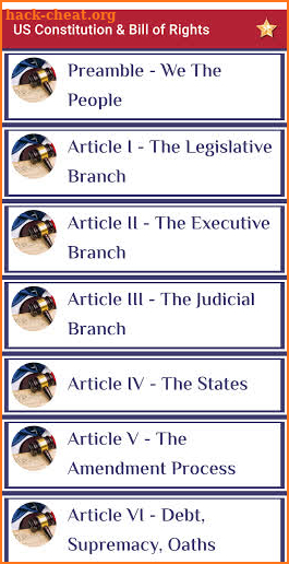 US Constitution and Bill of Rights screenshot