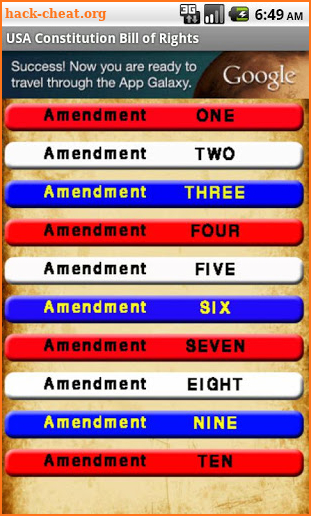 US Constitution Bill of Rights screenshot