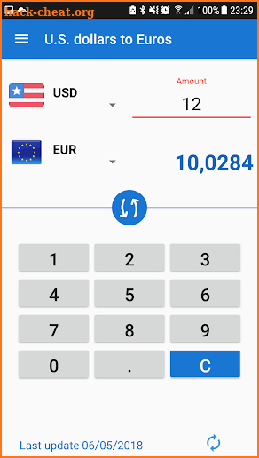 U.S. Dollar to Euro / USD to EUR Converter screenshot