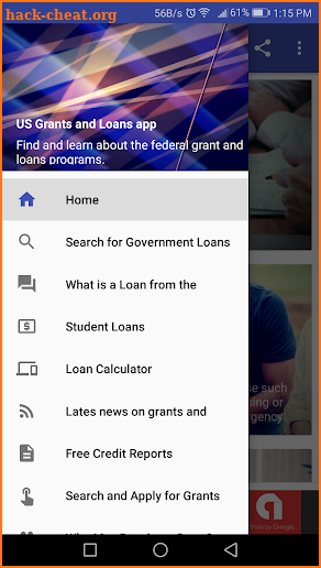 US Grants and Loans screenshot