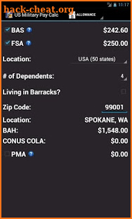 US Military Pay Calc screenshot