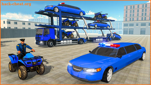 US Police limousine Car Quad Bike Transporter Game screenshot