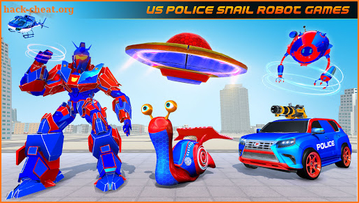 US Police Snail Robot Car Transform War Robot Game screenshot