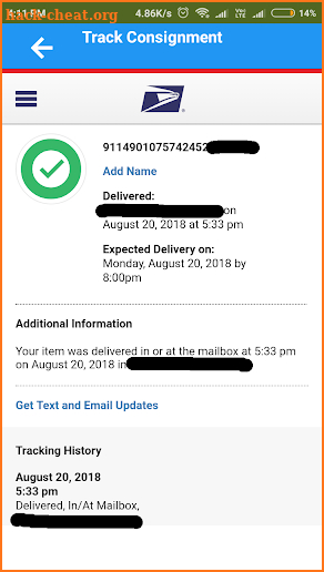US Postal Service screenshot