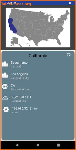 US States and Capitals screenshot