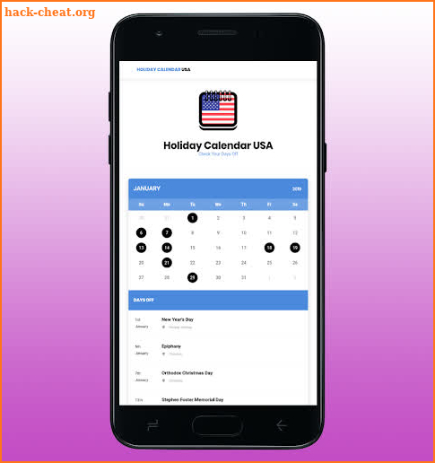 USA Holiday Calendar 2019 - USA Calendar Free screenshot