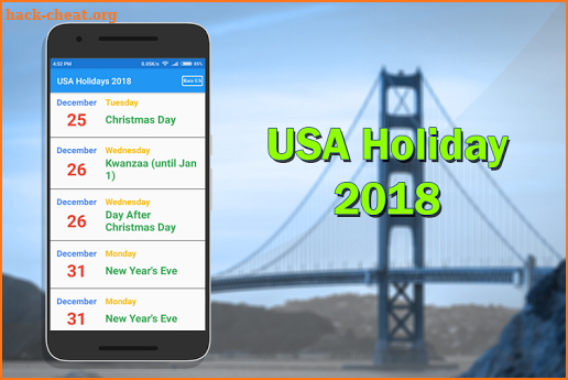 USA Holiday List 2018 screenshot