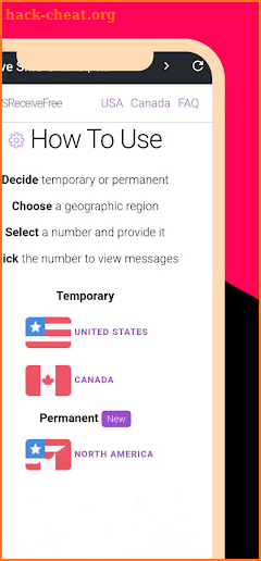 USA phone numbers, Receive SMS screenshot