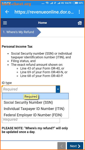 USA Tax Refund Status 2020 screenshot