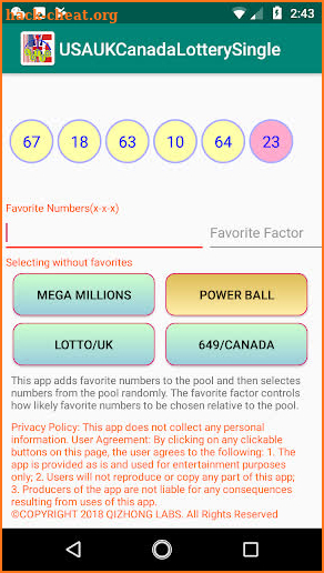 USA, UK, Canada Lottery Single Tickets screenshot