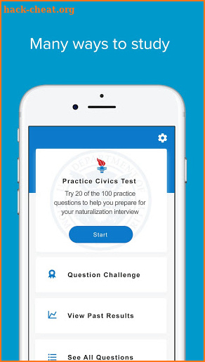 USCIS: Civics Test Study Tools screenshot