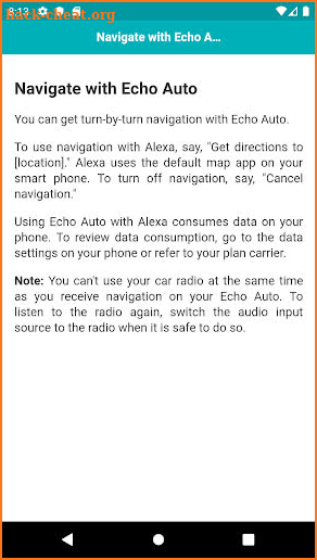 User guide for Echo Auto screenshot