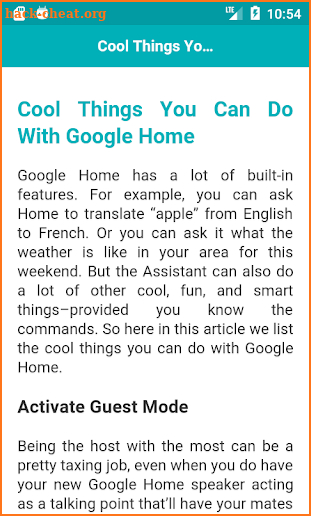 User guide of Google Home screenshot