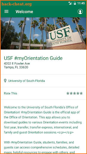 USF #myOrientation Guide screenshot