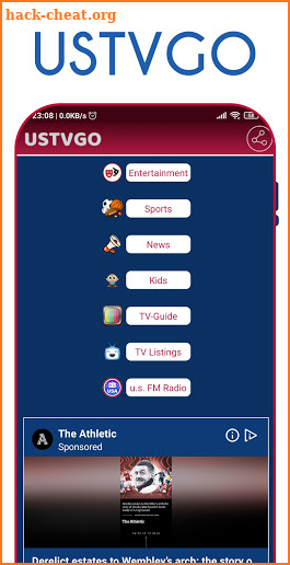 USTVGO: free live tv website screenshot