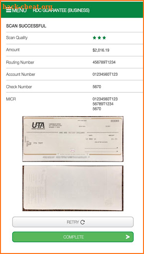 UTA Mobile Deposit screenshot