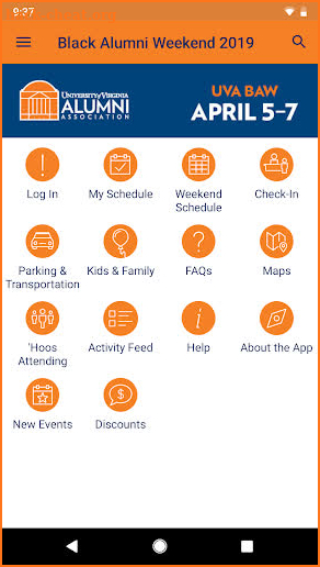 UVA Alumni Events screenshot