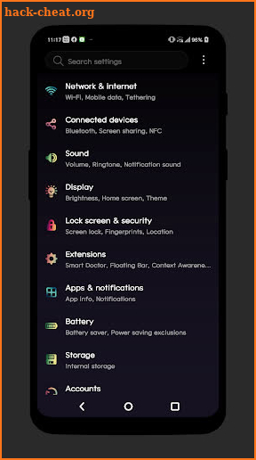[UX8] Glow Theme LG G8 V50 V40 V30 G6 Pie screenshot