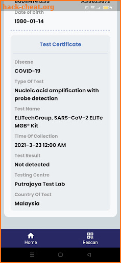 Vaccine Certificate Verifier screenshot