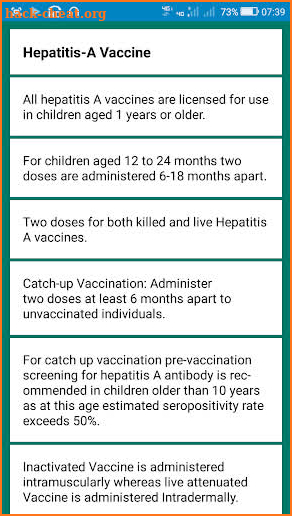 Vaccine Schedule screenshot