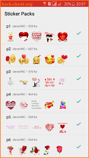 Valentine day stickers for whatsapp screenshot