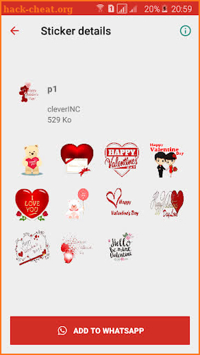 Valentine day stickers for whatsapp screenshot