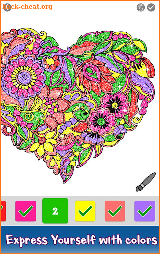 Valentine Love Glitter Color by Number Book Pages screenshot