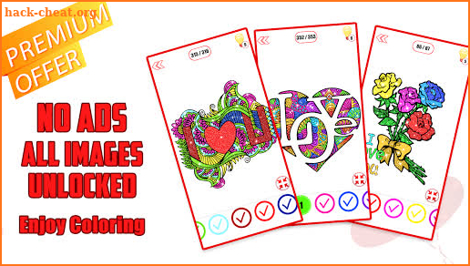 Valentine Love Glitter Color By Number Paint Book screenshot