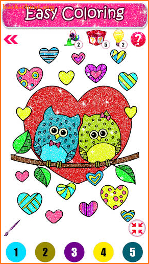 Valentine Love Glitter Color By Number Paint Book screenshot